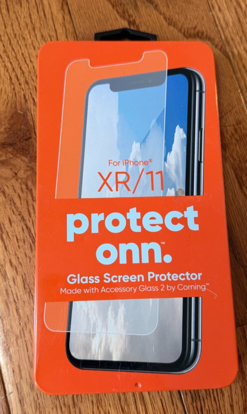 Onn Glass Screen Protector for iPhone XR 11 Corning 9H Hardness Tray Included